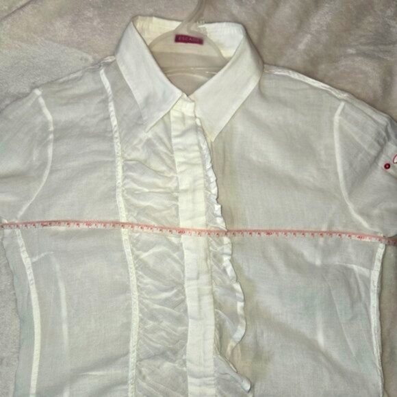 Escada White Ruffled Women's Button-up Top, Size XS, 100% cotton - Picture 9 of 9
